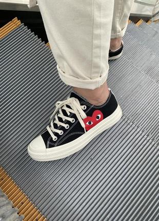 Женские низкие кеды converse x comme des garçons play low / демисезонная женская обувь на весну и осень конверсы черные4 фото