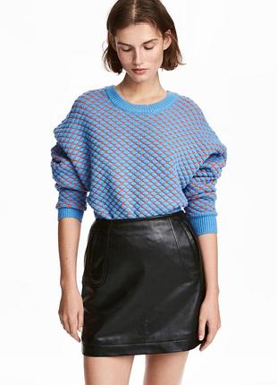 Юбка трапеция из искуственной кожи кожзам эко кожа от h&m