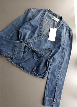 Женская рубашка на запах denim джинсовая4 фото