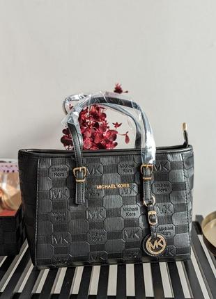 Класична жіноча сумка michael kors shopper велика брендова жіноча сумка майкл корс чорний шкіряний жіночий шопер