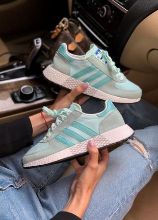 adidas OVP marathon mint 🆕 женские кроссовки адидас  🆕 бирюзовые / белые5 фото