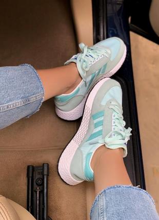 adidas OVP marathon mint 🆕 женские кроссовки адидас  🆕 бирюзовые / белые7 фото