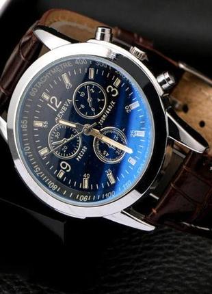 Чоловічий класичний наручний годинник "geneva" (коричневий)