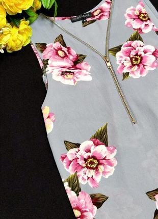 Красивая блуза топ на молнии cameo rose принт цветы этикетка