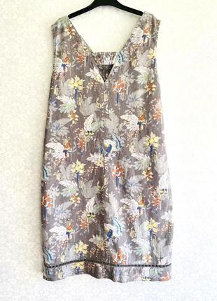 Лляне плаття сарафан з кишенями в квітковий принт next3 фото