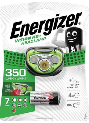 Налобний ліхтар energizer vision hd+focus headlight hdc323 (350 lumens, ipx4, 7 режимів)