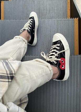 Чоловічі низькі кеди   converse x comme des garçons play low / чоловіче демісезонне взуття на весну та осінь конверси чорні6 фото