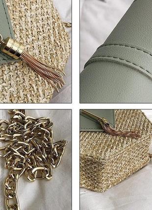 Женская мини сумочка клатч плетеная соломенная маленькая сумка шестигранная10 фото