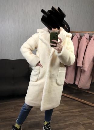 Шуба из натурального меха стриженой овцы forest eco fur
