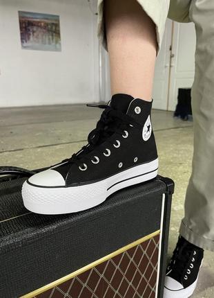 Жіночі високі  кеди  converse lift hight black / жіноче демісезонне взуття на весну та осінь конверси чорні6 фото