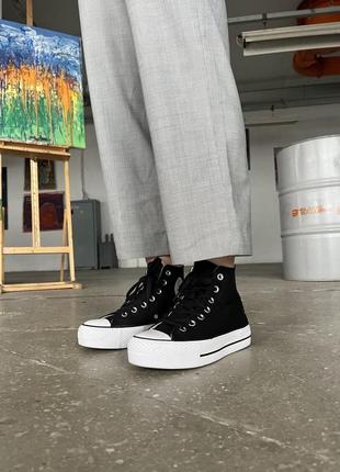 Жіночі високі  кеди  converse lift hight black / жіноче демісезонне взуття на весну та осінь конверси чорні7 фото