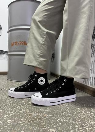 Жіночі високі  кеди  converse lift hight black / жіноче демісезонне взуття на весну та осінь конверси чорні5 фото