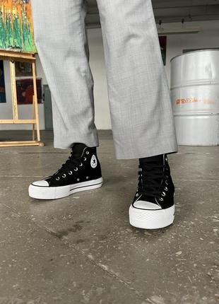 Жіночі високі  кеди  converse lift hight black / жіноче демісезонне взуття на весну та осінь конверси чорні4 фото