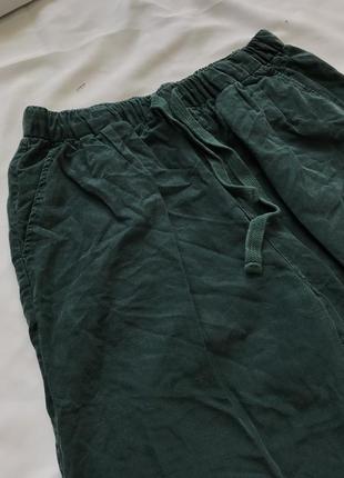 Жіночі зелені штанці zara натуральна тканина