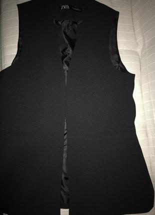 Zara чёрный жилет без лацканов8 фото