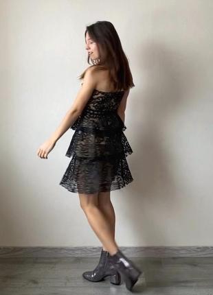 Ярусна сукня бюстьє міні мереживна святкова вечірня plt7 фото