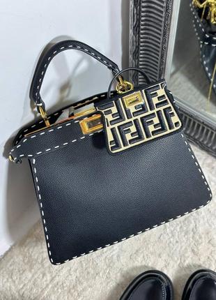 Женская кожаная сумка в стиле fendi с кошелек и ремешком в комплекте