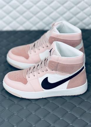 Кросівки жіночі весняні nike air retro jordan 1 pink кросовки найк джордан 14 фото