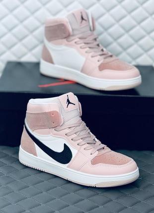 Кросівки жіночі весняні nike air retro jordan 1 pink кросовки найк джордан 13 фото