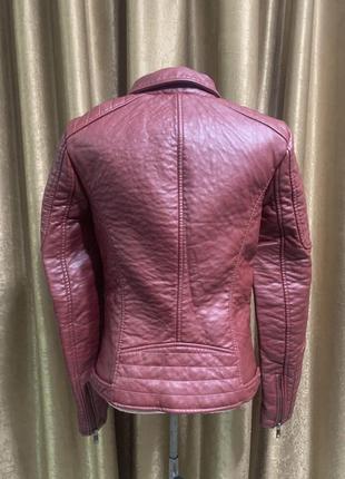 Кожаная куртка косуха only, терракотовая, качественная плотная эко кожа размер 34/ xs-s5 фото