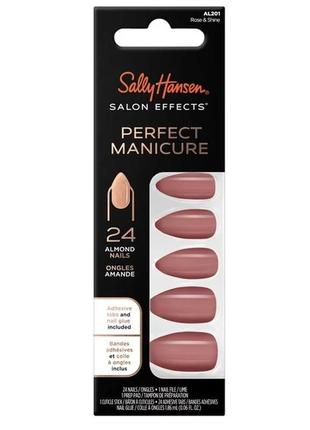 Набор из 24 миндалевидных накладных ногтей sally hansen