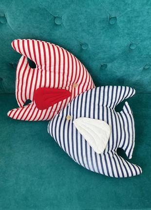 Оригинальная подушка-рыбка (красная и синяя)2 фото