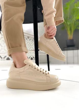 Alexander mcqueen light beige patent2 фото