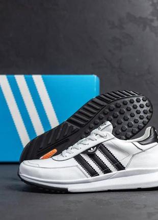 Чоловічі шкіряні кросівки adidas (адідас) white, чоловічі кеди весна осінь білі. чоловіче взуття9 фото