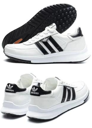 Чоловічі шкіряні кросівки adidas (адідас) white, чоловічі кеди весна осінь білі. чоловіче взуття1 фото