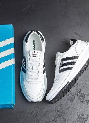 Чоловічі шкіряні кросівки adidas (адідас) white, чоловічі кеди весна осінь білі. чоловіче взуття10 фото