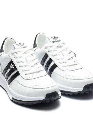 Мужские кожаные кроссовки adidas (адидас) white, мужские кеды весна осень белые. мужская обувь2 фото