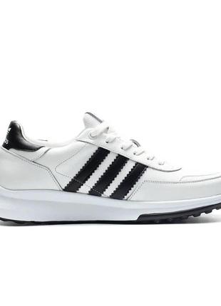 Мужские кожаные кроссовки adidas (адидас) white, мужские кеды весна осень белые. мужская обувь5 фото