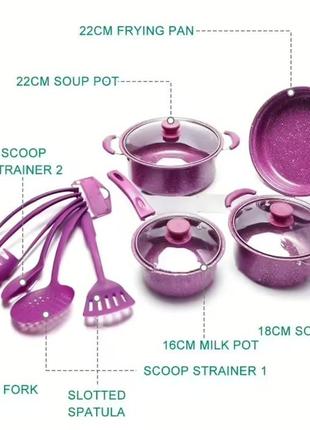 Набор кастрюль и сковородок с антипригарным покрытием на 13 предметов cookware set6 фото