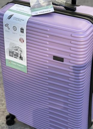 Ударопрочный пластиковый средний чемодан дорожный m на колесах 75 литров horoso6 фото