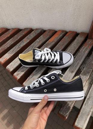 Женские низкие кеды converse low black / женская демисезонная обувь на весну и осень конверсы черные