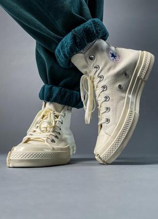 Женские высокие кеды converse x dior hi beige конверсия коллаборация диор / женская демисезонная обувь на весну, лето и осень конверсы бежевые