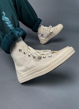 Женские высокие кеды converse x dior hi beige конверсия коллаборация диор / женская демисезонная обувь на весну, лето и осень конверсы бежевые4 фото