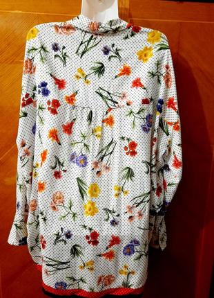 Zara woman свободная рубашка блуза  горошек цветы р.m2 фото