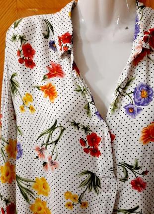 Zara woman свободная рубашка блуза  горошек цветы р.m3 фото