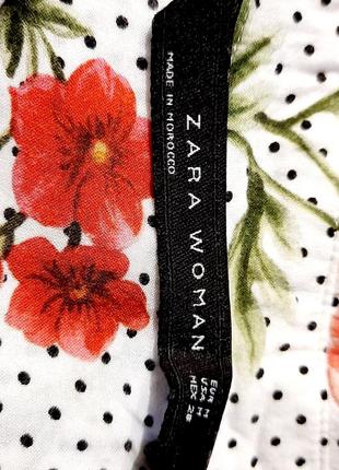 Zara woman свободная рубашка блуза  горошек цветы р.m4 фото