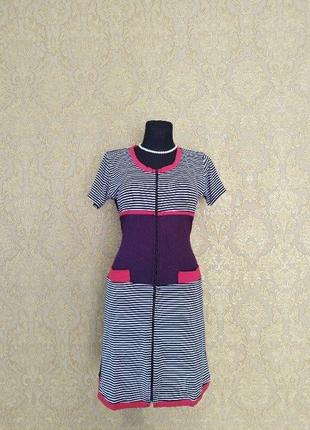 Жіночий трикотажний  халат на замку з карманами