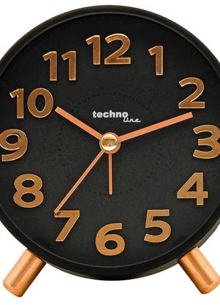 Настільний годинник будильник technoline modell f black/cooper (modell f)