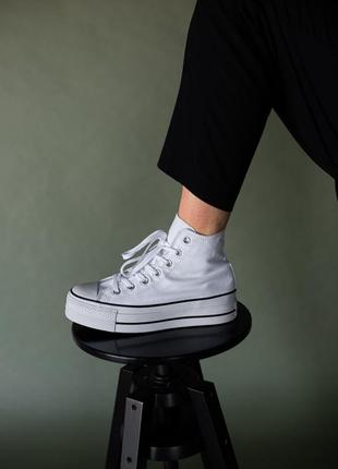 Жіночі високі кеди на високій підошві конверс converse leftwhite / жіноче демісезонне взуття на весну, літо та осінь конверси білі6 фото