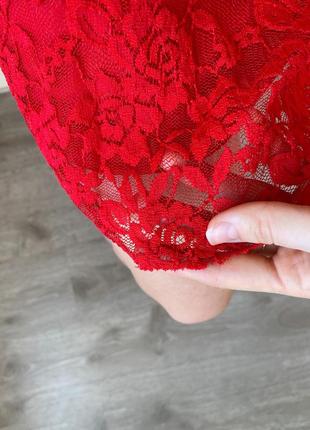 Ярусна мереживна сукня червона міні plt5 фото