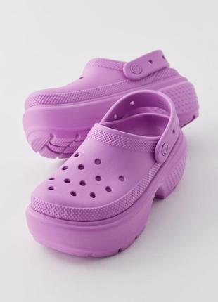 Крокс клог стомп лаванда crocs stomp clog bubble