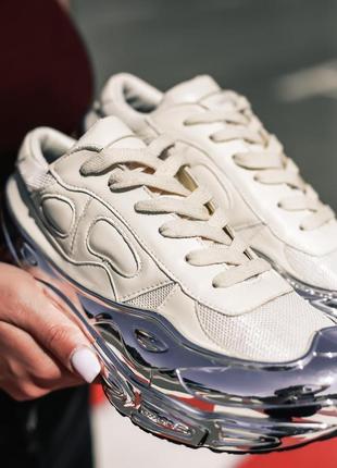 Женские кроссовки adidas raf simons rs ozweego cream white silver metallic6 фото