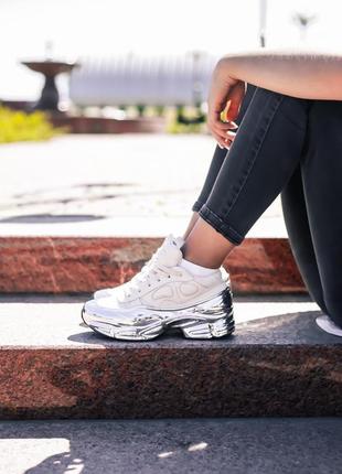 Женские кроссовки adidas raf simons rs ozweego cream white silver metallic