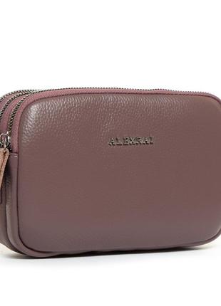 Клатч женский кожаный сумочка маленькая три отделения на молнии alex rai bm 60061 purple