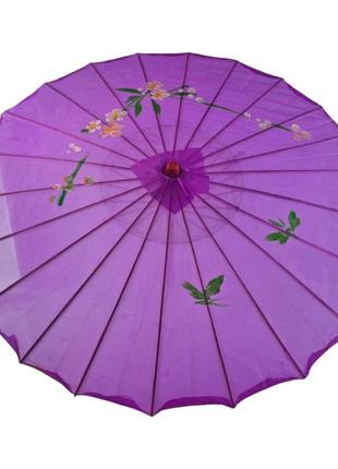 Зонтик из бамбука и шелка фиолетовый ( 55х 82 см)3 фото
