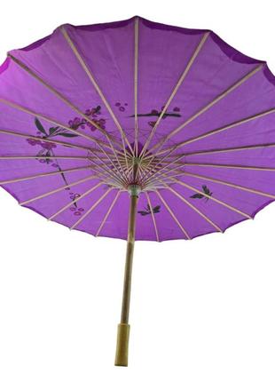 Зонтик из бамбука и шелка фиолетовый ( 55х 82 см)1 фото